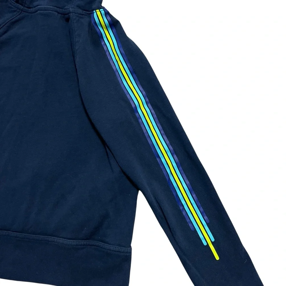 Gap Kids GapFit Sz S Navy Blue Stripe Sleeve Hoodie